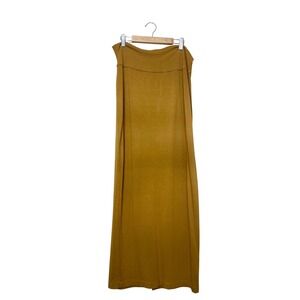 Eileen Fisher Mustard Ochre Rayon Lycra Maxi Skirt Size Small Made in USA
